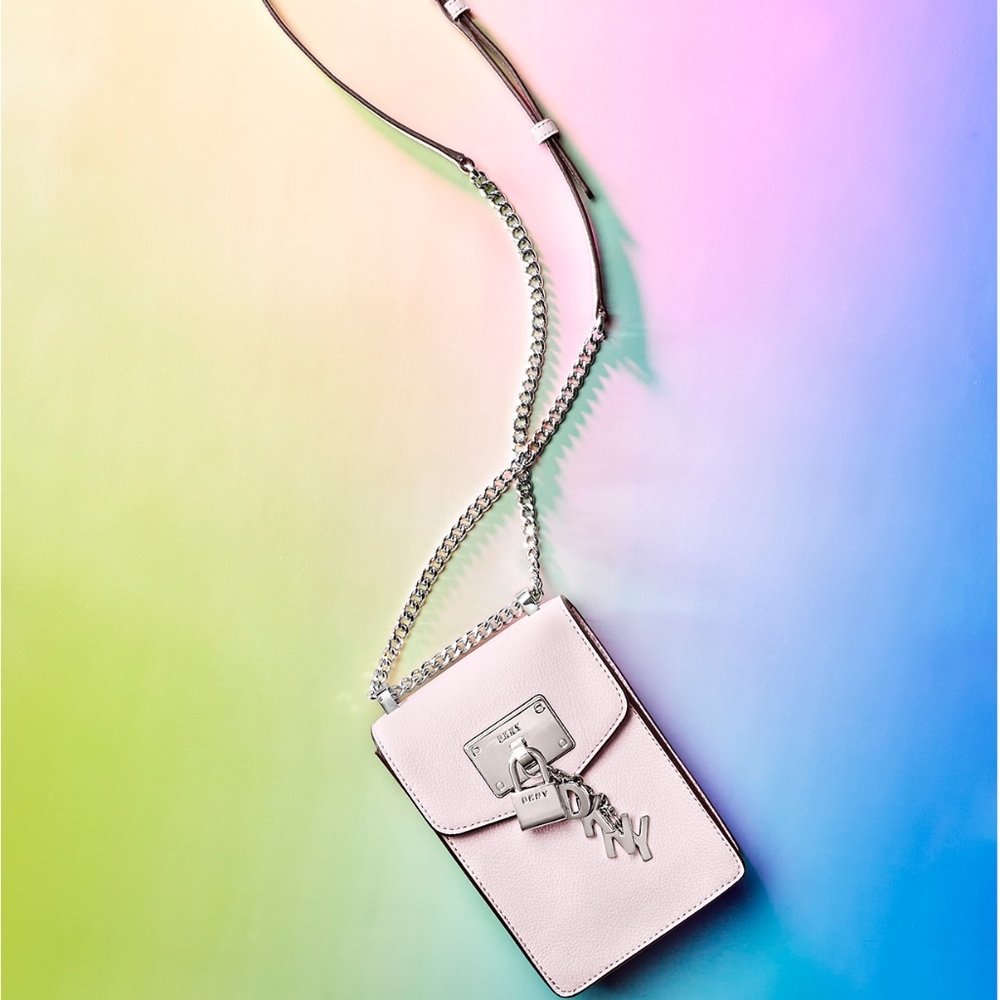 DKNY Elissa Pebble Leather Charm Chain Crossbody - Picture 2 of 6